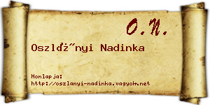 Oszlányi Nadinka névjegykártya
